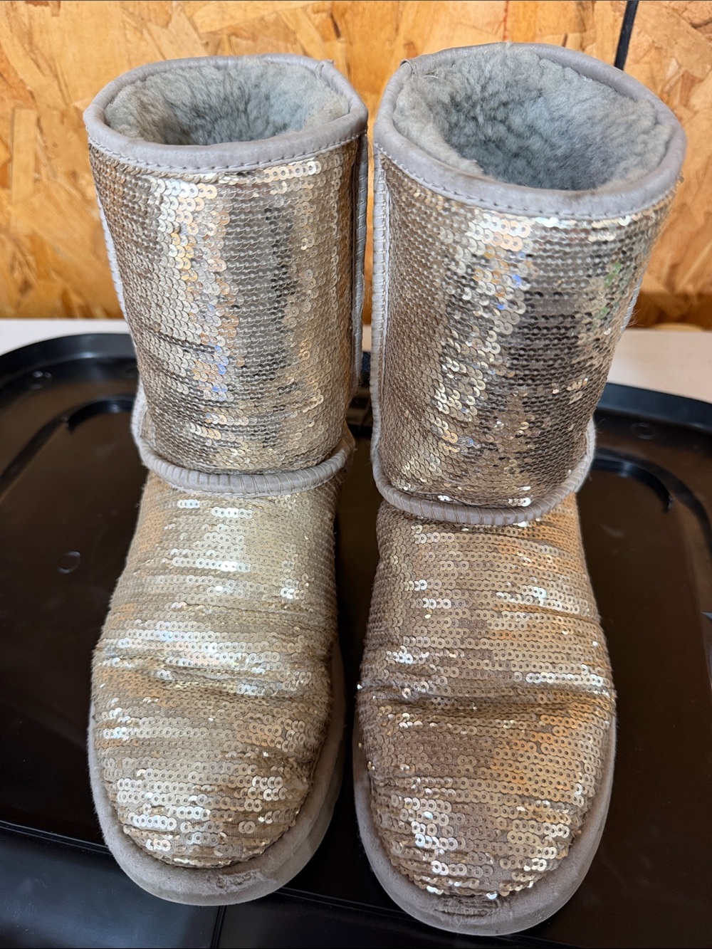 UGG Sequin Metallic Gold Cozy Winter Boots